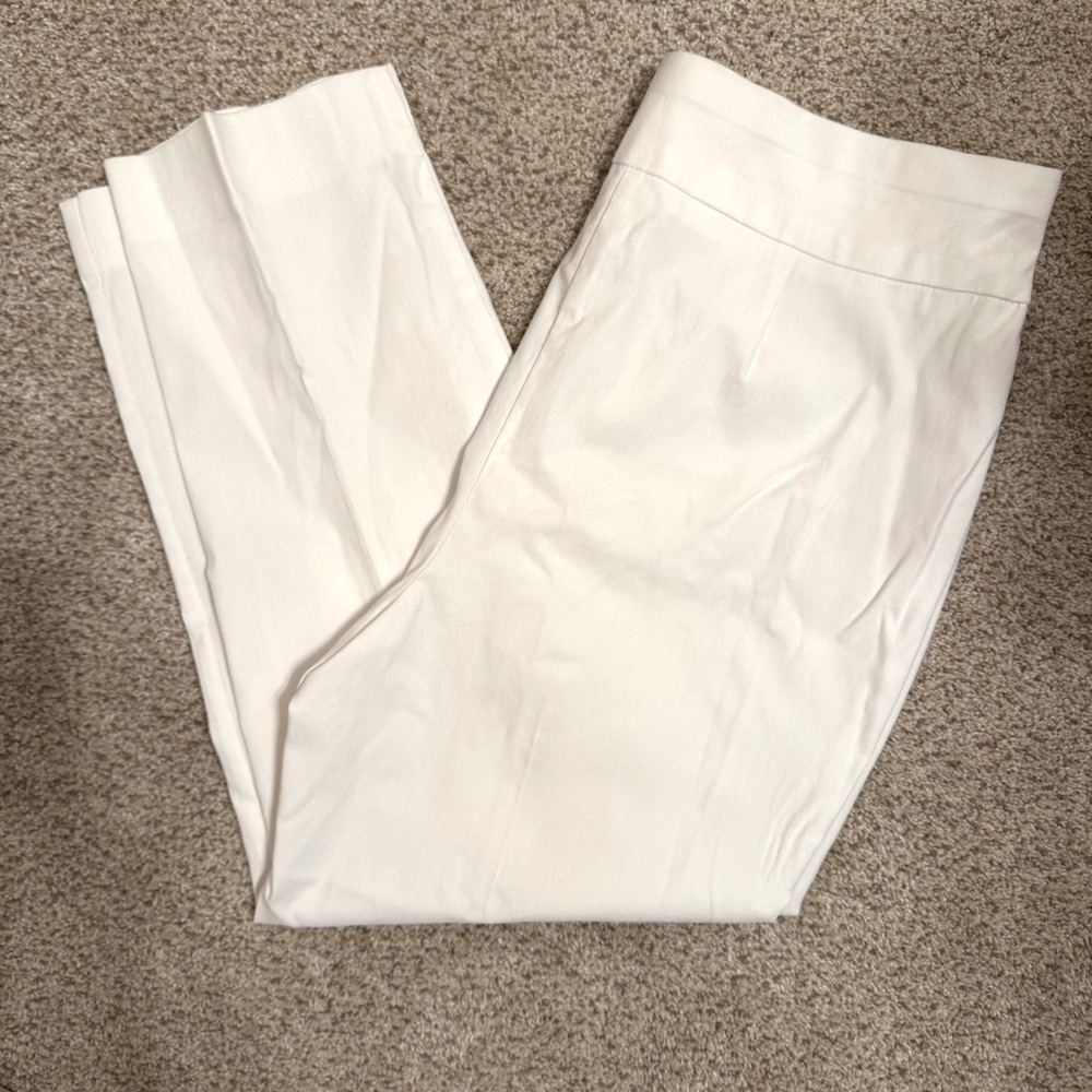 So Slimming by Chico’s Women’s White Elastic Waist Crop Pants